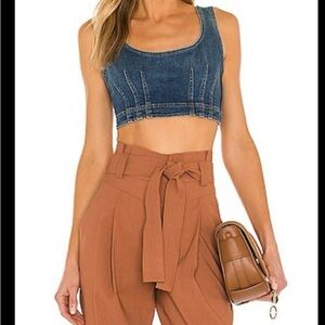 A.L.C. Indigo Denim Crop Top